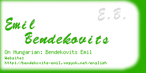 emil bendekovits business card